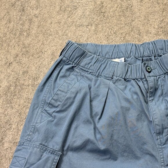 Tommy Cargo Shorts Men L Blue Elastic Patio Drawstring Relax Twill 8" - Picture 2 of 16